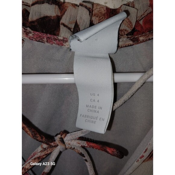 H&M Balloon-Sleeved Dress Beige Floral Size 4 - Picture 4 of 8